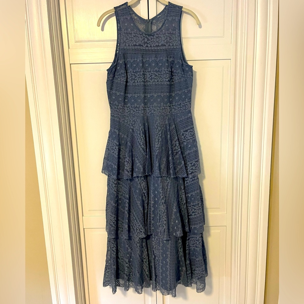 Gianni Bini Tiered Ruffle Crochet Lace Midi Dress